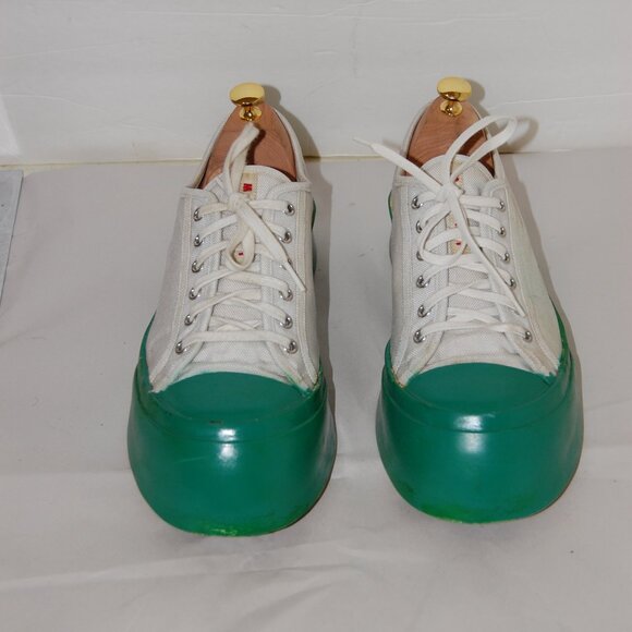 43/US9.5 🔥 Marni Green White Canvas lace Sneakers Made In SPAIN - Picture 2 of 13